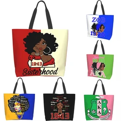 Black Woman Sorority Tote Bag Aesthetic Vintage Designer Handbags for Women Shopping Bags with Travel Grocery Shopping