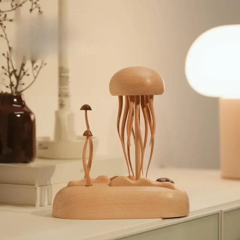 Wooden mechanical jellyfish Creative smart tabletop decoration holiday gift Wooden crafts