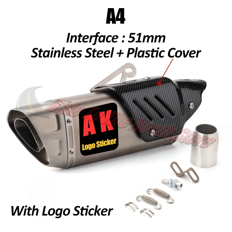 Slip On 51mm Universal Motorcycle AK Exhaust Muffler for NINJIA250 400 Z400 900 CBR300 R3 R6 R25 ZX6R ZX10R MT09 ETC Tail Pipe - view 6