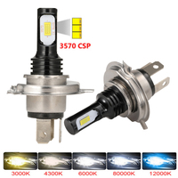 2Pcs 30000LM Mini H4 H7 LED Car Headlight H8 H9 H11 9006 HB4 9005 HB3 High Bright CSP High Low Beam Auto Lamp 12V Led Lights