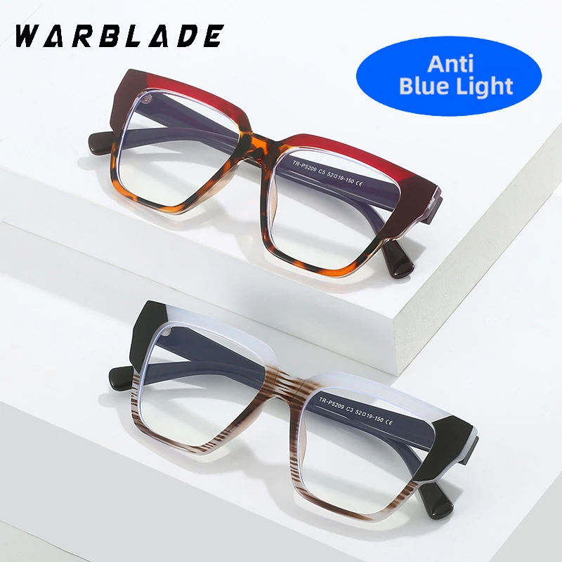 2025 TR90 Computer Anti Blue Light Square Glasses Women For Men Vintage Brand Designer Prescription Optical Computer Eye Glasses