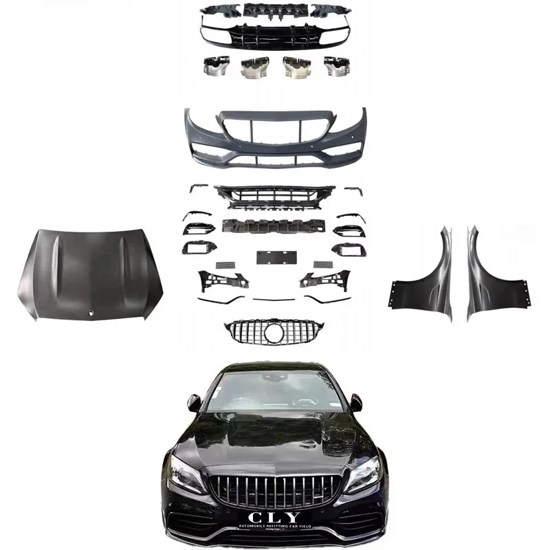 

Auto Parts Car Bumper Body Kit 15-21 for C-Class W205 Coupe Upgrade C63 Front Rear Bumper Engine Hood Fenders