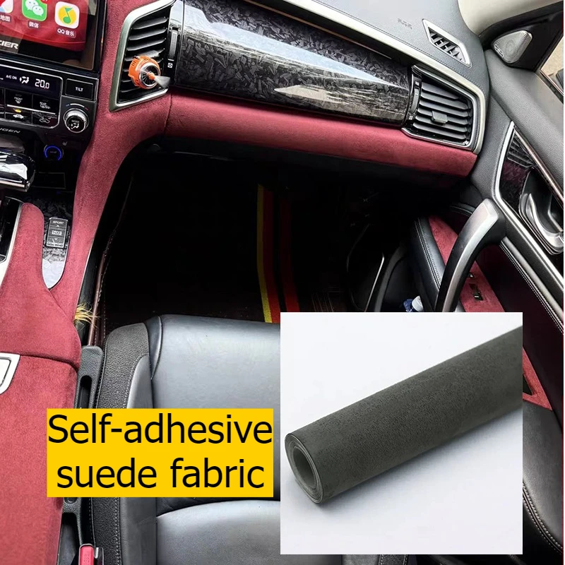 

50x149cm Auto Interior Faux Suede Fabric Self Adhesive Synthetic Elastic Cloth for Car Upholstery Door Panel Repair Fabrics