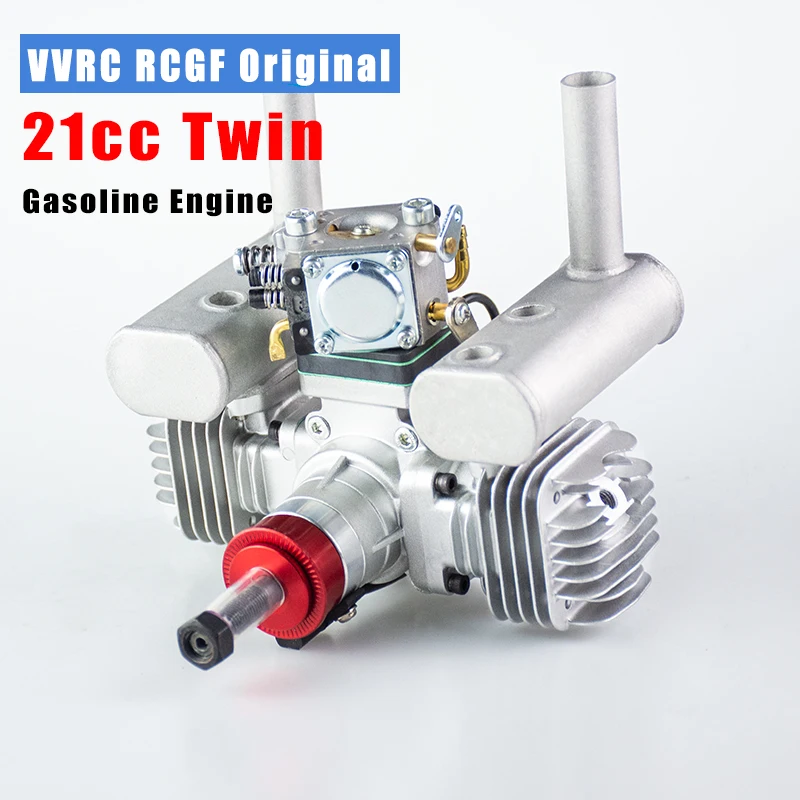 NEW V2 VVRC RCGF 21CCT V2 21cc Dual Cylinder Petrol/Gasoline Engine with exhaust pipe for RC Airplane