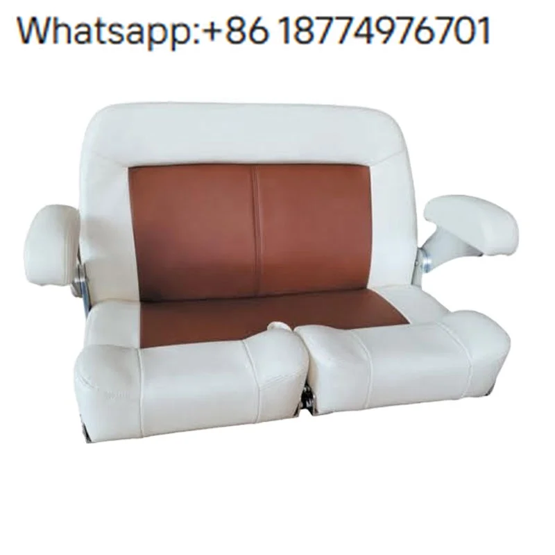 Customized Color Yacht Leather Deluxe Comfortable Double Chair Foldable Marine Bench Boat Seats