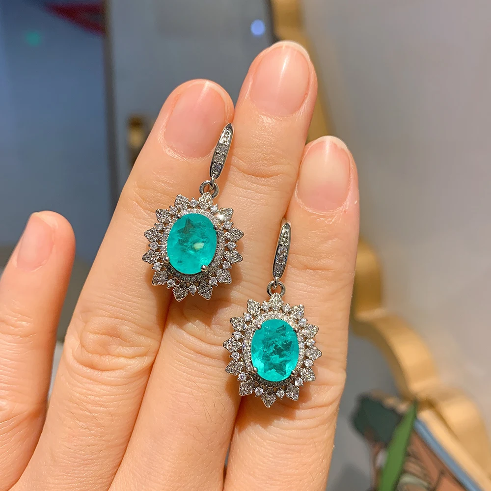 2022 High Quality 925 Silver For Women Blue Rings Earrings Pendant Necklace Wedding Party Fine Jewelry Sets Valentines Day Gift