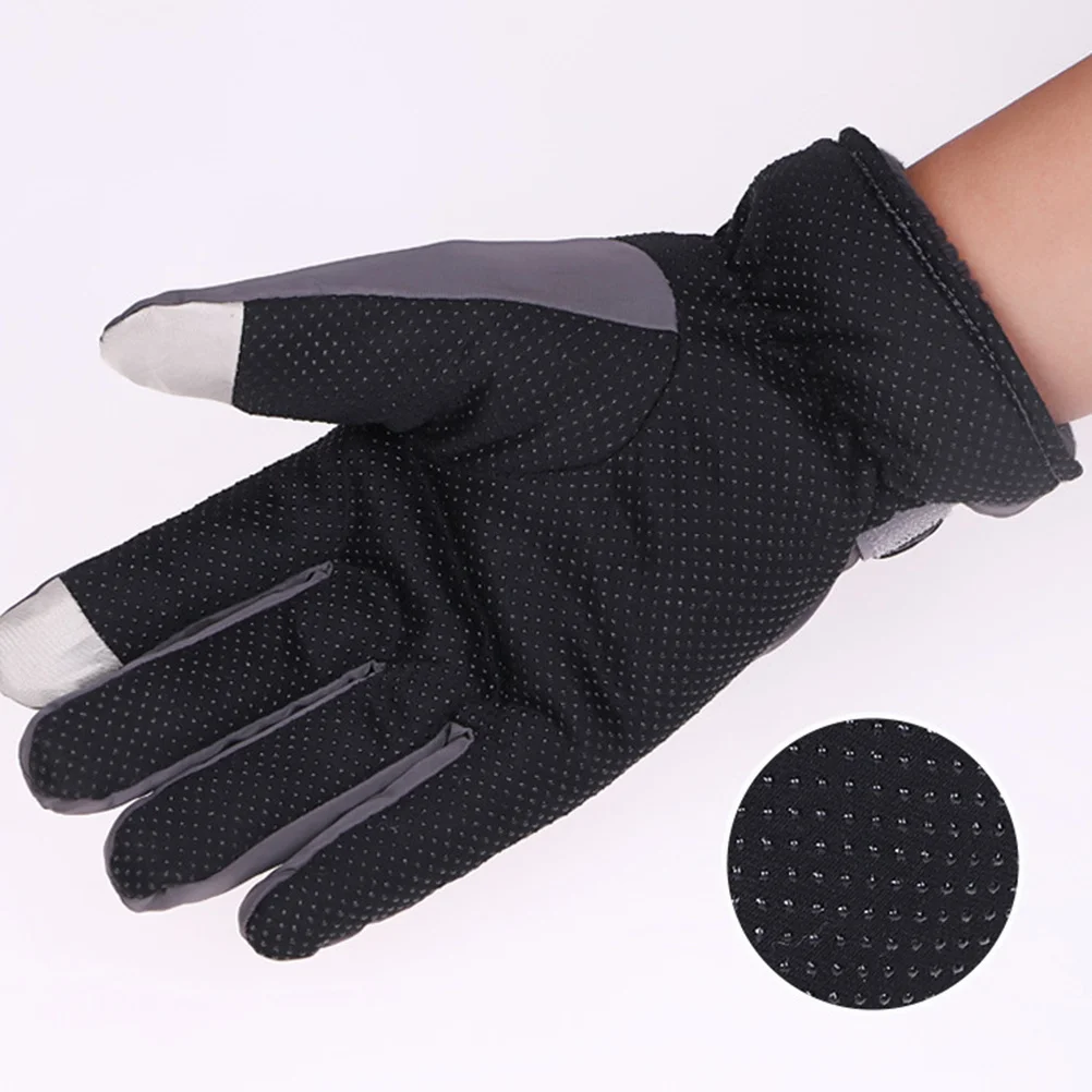 

Fleece Lined Touch Screen Gloves Dark Blue Unisex Ski Winter Finger Gloves Anti-Slip Silicone Palm For Cold Weather