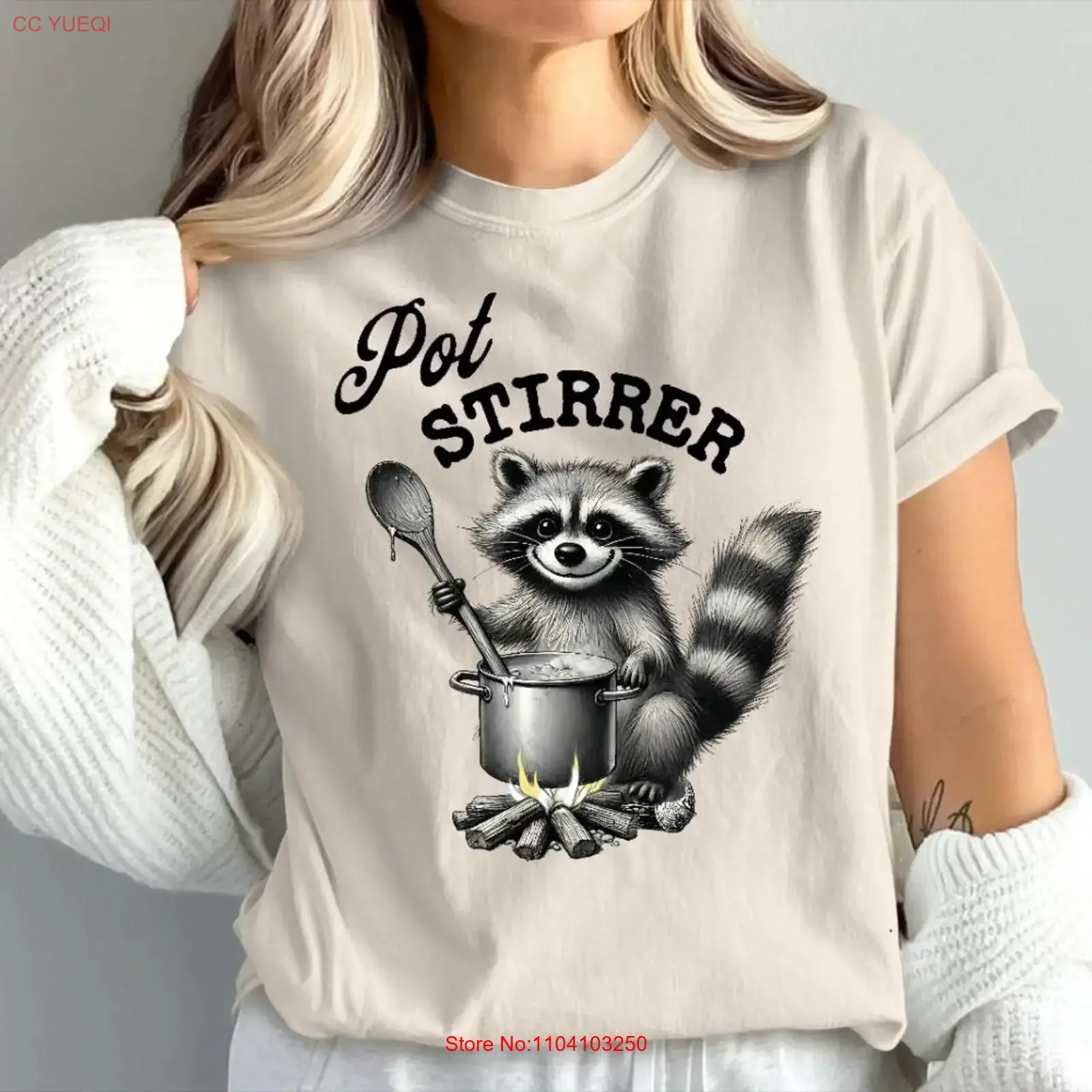 Pot Stirrer T Shirt Funny Raccoon Meme Racoon SweaT for Sister Animal Friend vintage Washed Comfortable Versatile Casual