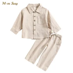 Baby Boy Girl Linen Cotton Clothes Sets Shirt+Pant Spring Autumn Infant Toddler Child Homesuit Long Sleeve Baby Clothes 1-5Y