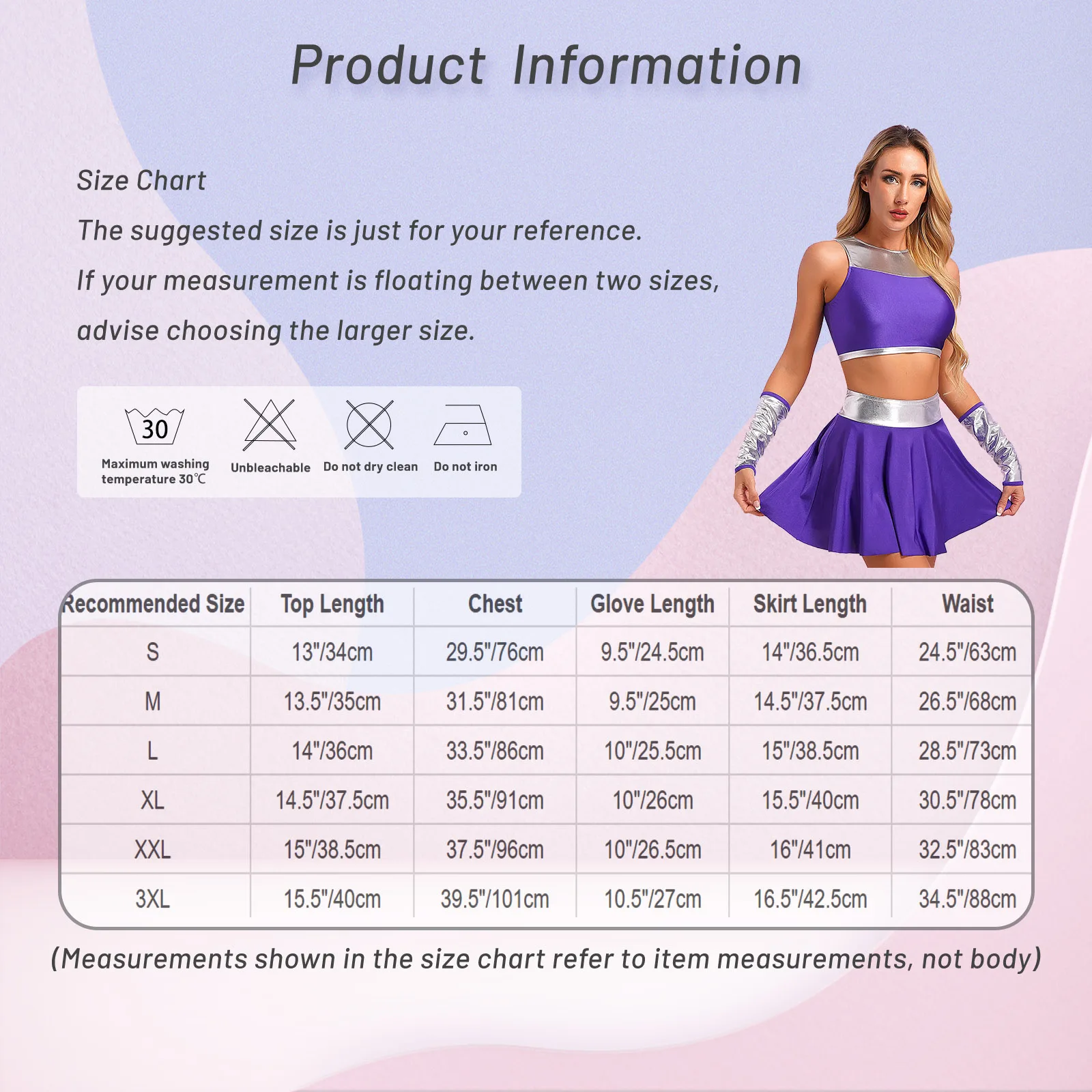 Womens Halloween Metallic Patchwork Suit Cheerleading Outfits Sleeveless Crop Top Gloves And Mini Swing Skirt Cosplay Costumes