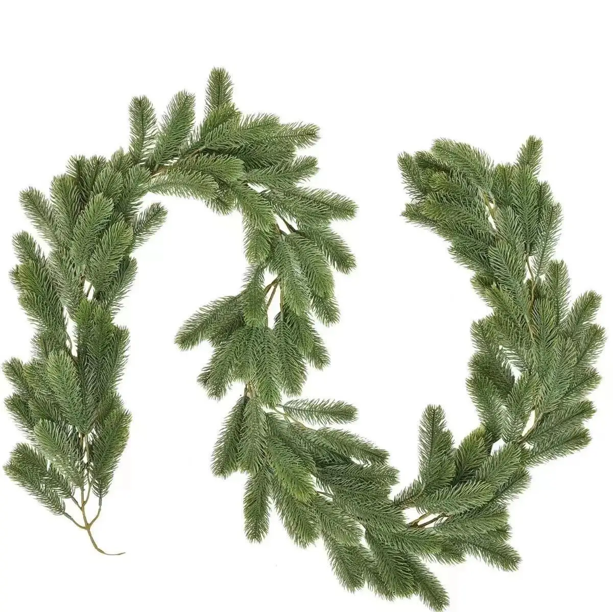 2M Artificial Christmas Pine Needles Leaves Green and Yellow Garland Decoration Greenery Wreath Vine Rattan