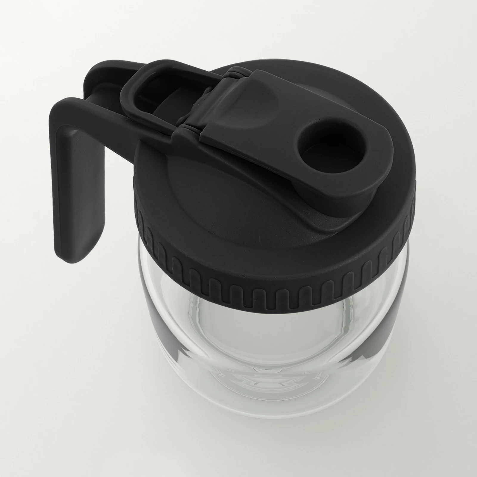 

Wide Mouth Jar Pour Spout Lid 86Mm With Handle Black For Glass Pitcher Iced Tea Cold Water Dispenser Drip Jar