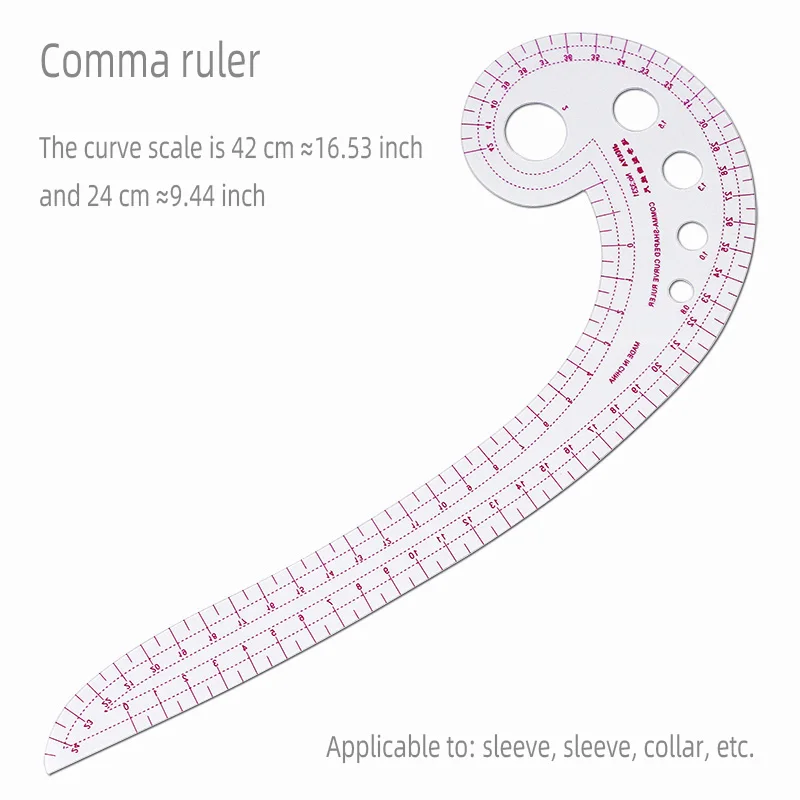 Empire sewing ruler and French curve, used for pattern making drafting, transparent plastic fashion designer ruler pieces assemb