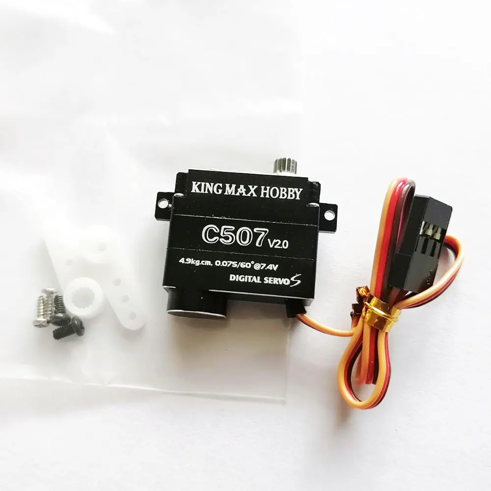 Kingmax-C507 V2.0 Digital Servo Aço Engrenagens para RC Avião, Aeronaves, Planador Sailplane, CNC fino, 9g, 4,9 kg