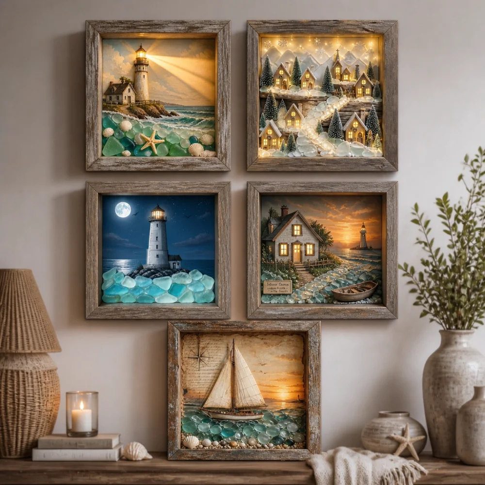 Modern Wooden Sea Glass Night - Lighting Home Decor Ideas ulasan dan harga