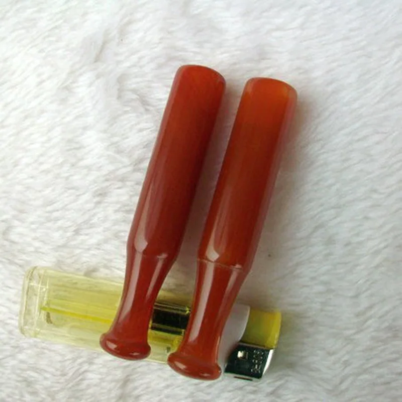 ซิการ์ตรงท่อเล็กขดยาว (ยาสูบ) อาเกตสีแดงของขวัญงานฝีมือที่เขี่ยบุหรี่หยก