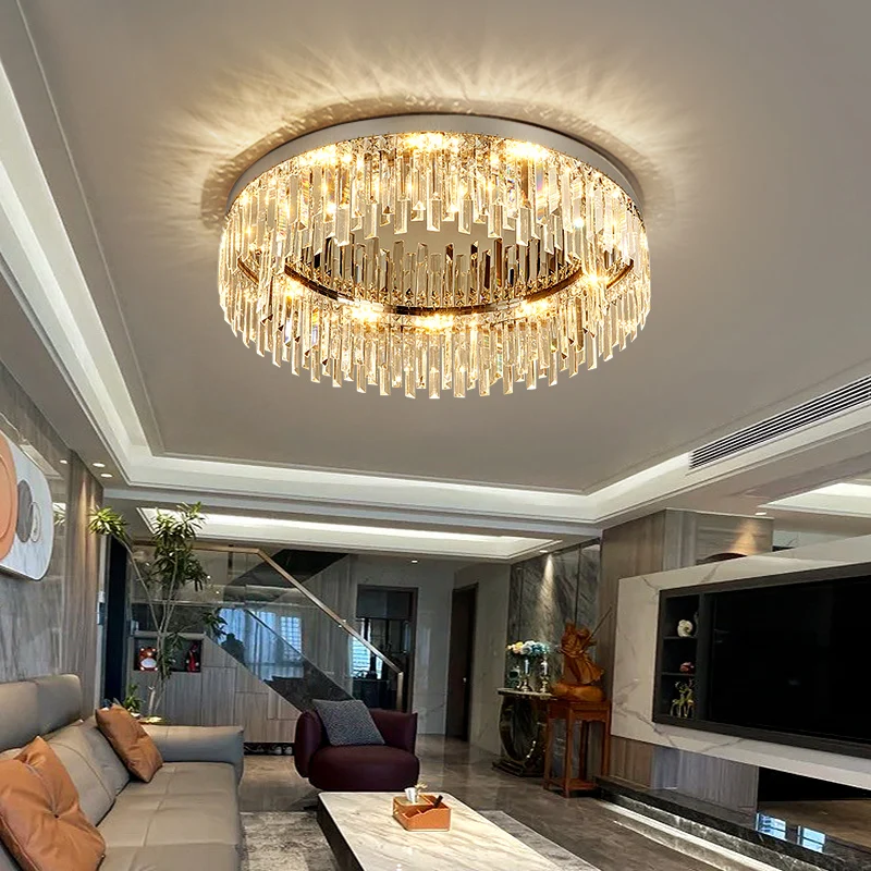 Ceiling modern simple light luxury crystal lamp duplex floor chandelier