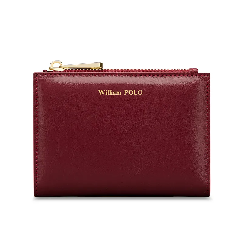 WILLIAMPOLO New Short Women Wallets Fashion Genuine Leather Simple Female Purse Card Holder Brand Wallet For Women