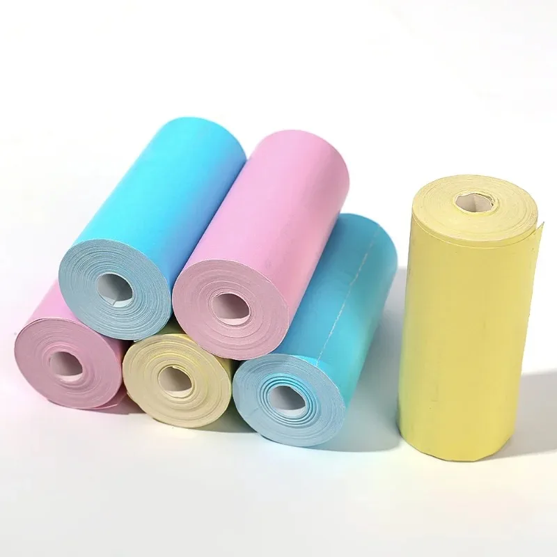 Papel de impresora térmica, rollo de papel de impresión Mini colorido de 57mm y pegatina imprimible autoadhesiva para impresoras térmicas portátiles