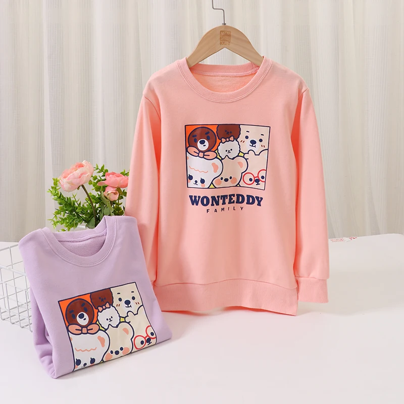 2-12 Years Spring Autumn Kids Clothing Children Cotton Cartoon Animals Letter Sweatshirt Gilrs Boys Clothes Kids Tops Sweatshirt