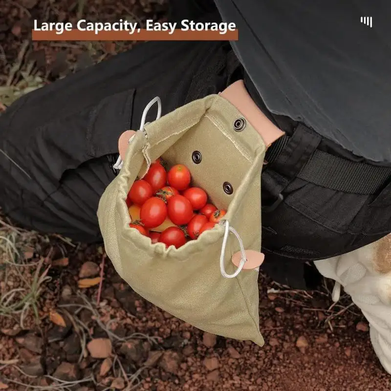 1PC Foldable Foraging Bag Canvas Bushcraft Bag Foraging Pouch Storage Bags Easy Looping Around Belts Bags For Camping Hiking