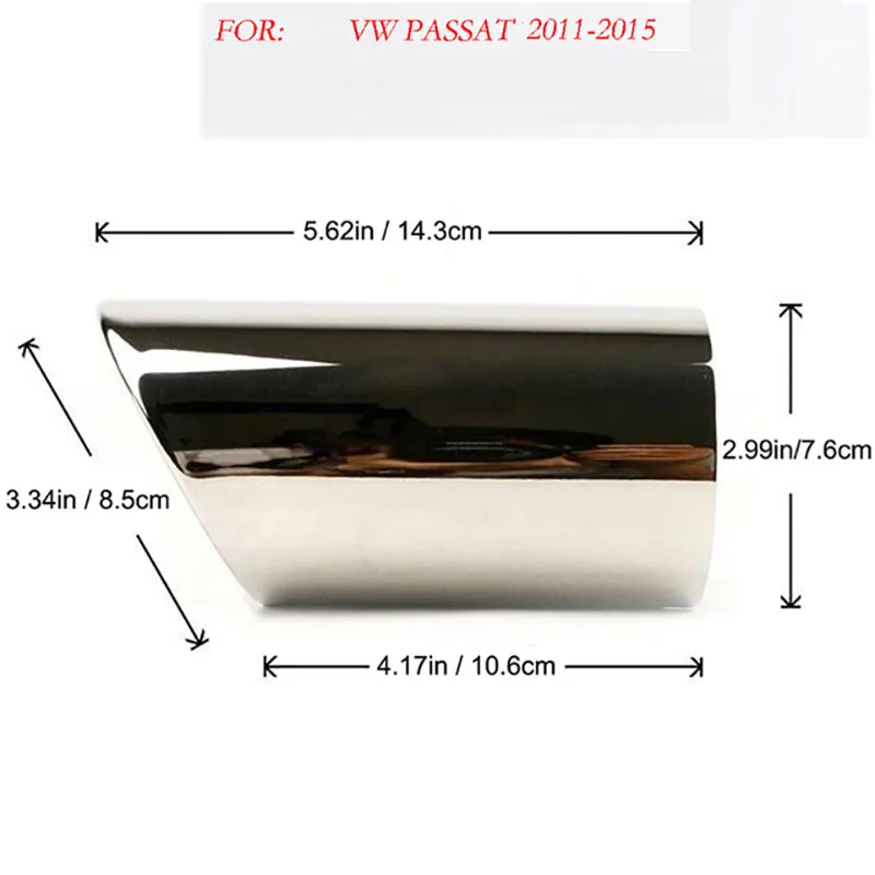2 Stück 76mm Edelstahl Auto Auspuff Schall dämpfer Spitze Rohre Abdeckungen für vw Passat 1,8 t 2,0 t 2007-2013 Auspuff anlagen Zubehör
