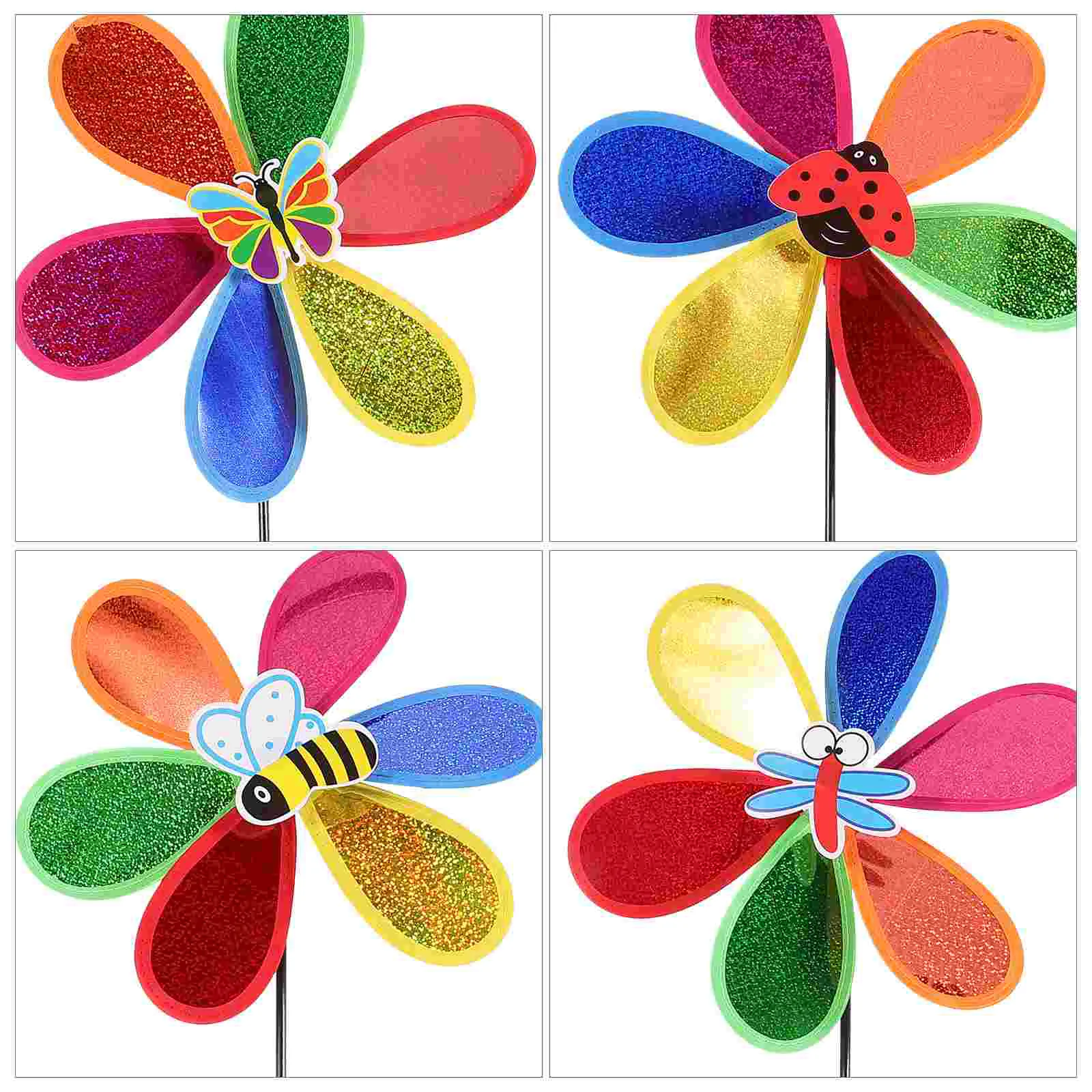 4 Pcs Colorful Pinwheel Outdoor Landscape Windmill for Garden Insect Decor Adornment Child