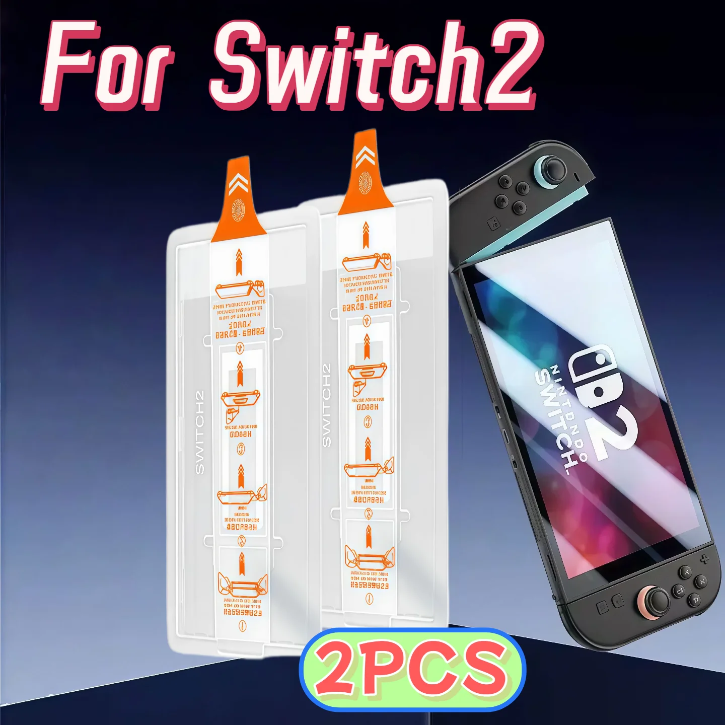 2Pcs Switch 2 Tempered Glass Screen Protector Kit 7.9in 9H Hardness Anti-Scratch Bubble-Free No Dust