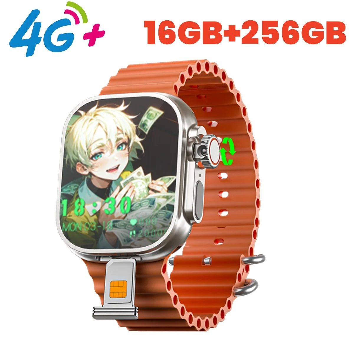 AMOLED 4G Smart Watch DW99 GPS WIFI 16 + 256GB 180° Rotating Camera Android Phone Watch APP Download Face Unlock Smartwatch Men