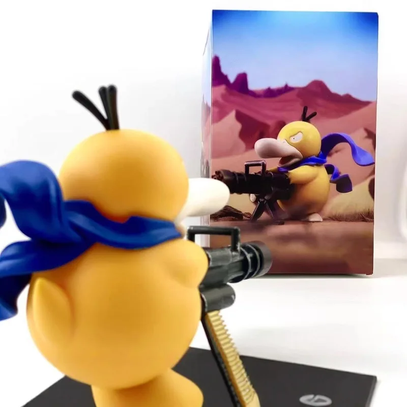 Serie Pokemon Psyduck Gatling Gun Figura Cross Dressing Collezione di giocattoli Ornamenti creativi Regali di compleanno periferici anime