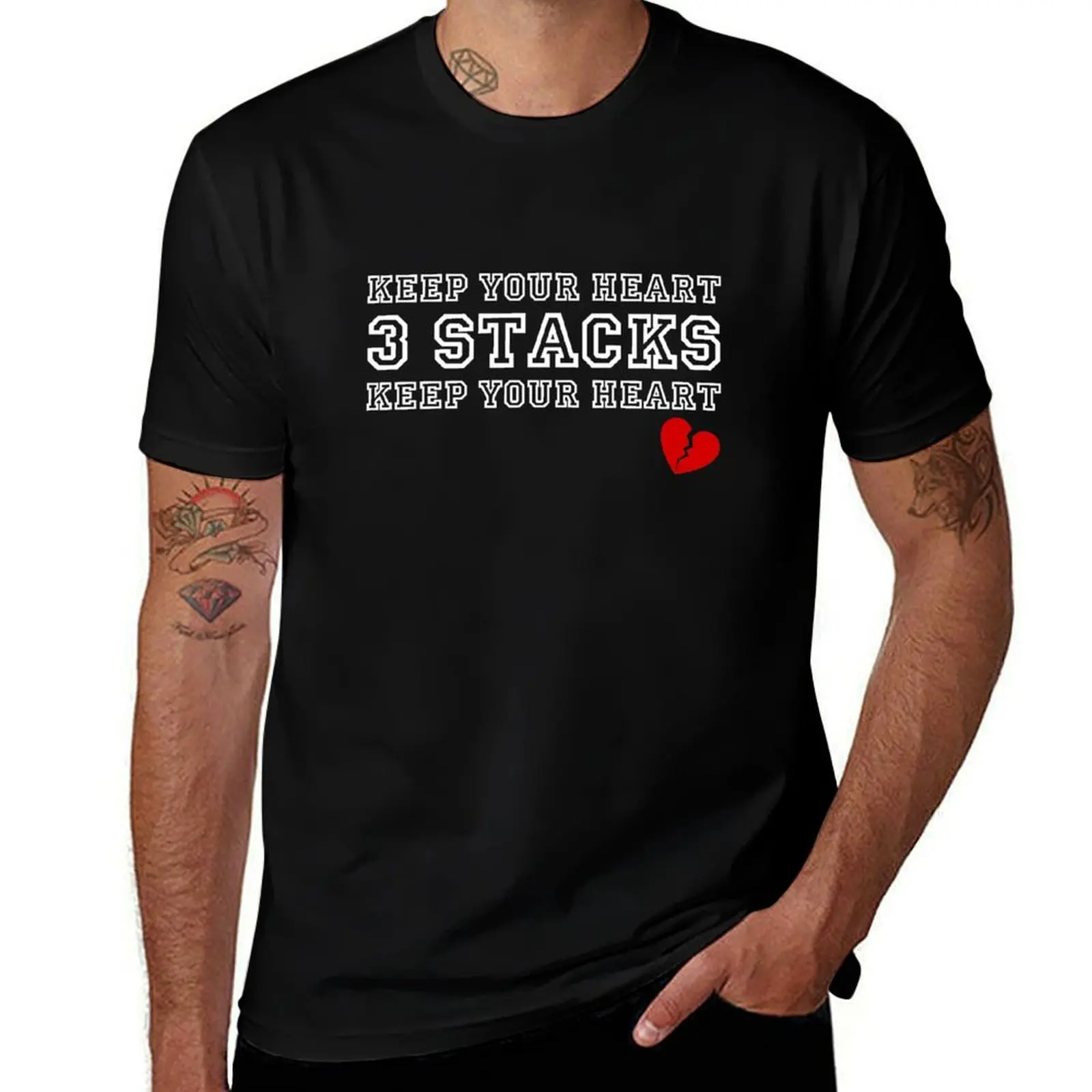 Keep your heart 3 stacks keep your heart T-Shirt man t shirts cotton T-Shirt
