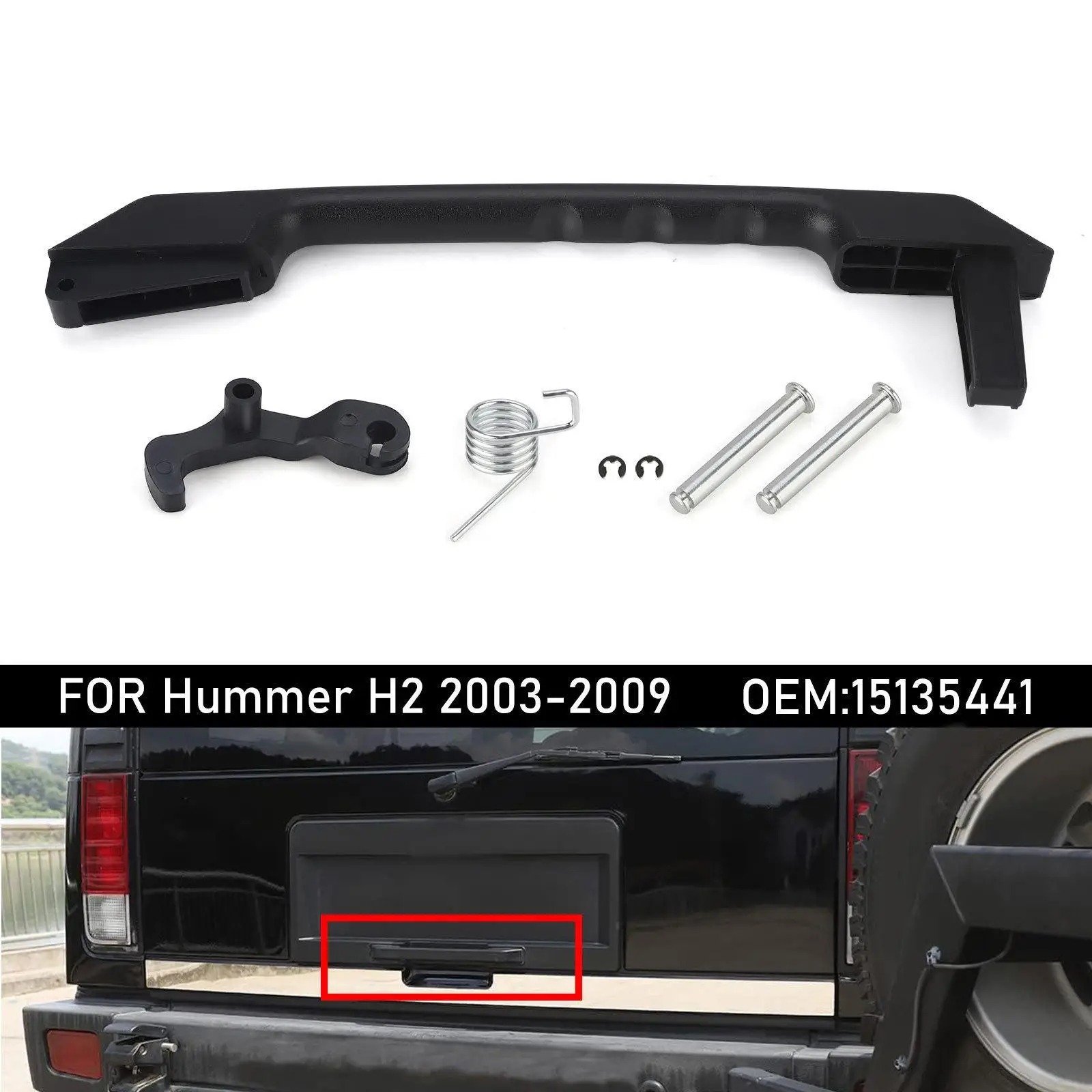 Tailgate Handle 15135441 Easy to Install Compatible Professional Repair Parts Black Car Door Handle for Hummer 2003-2009 H2