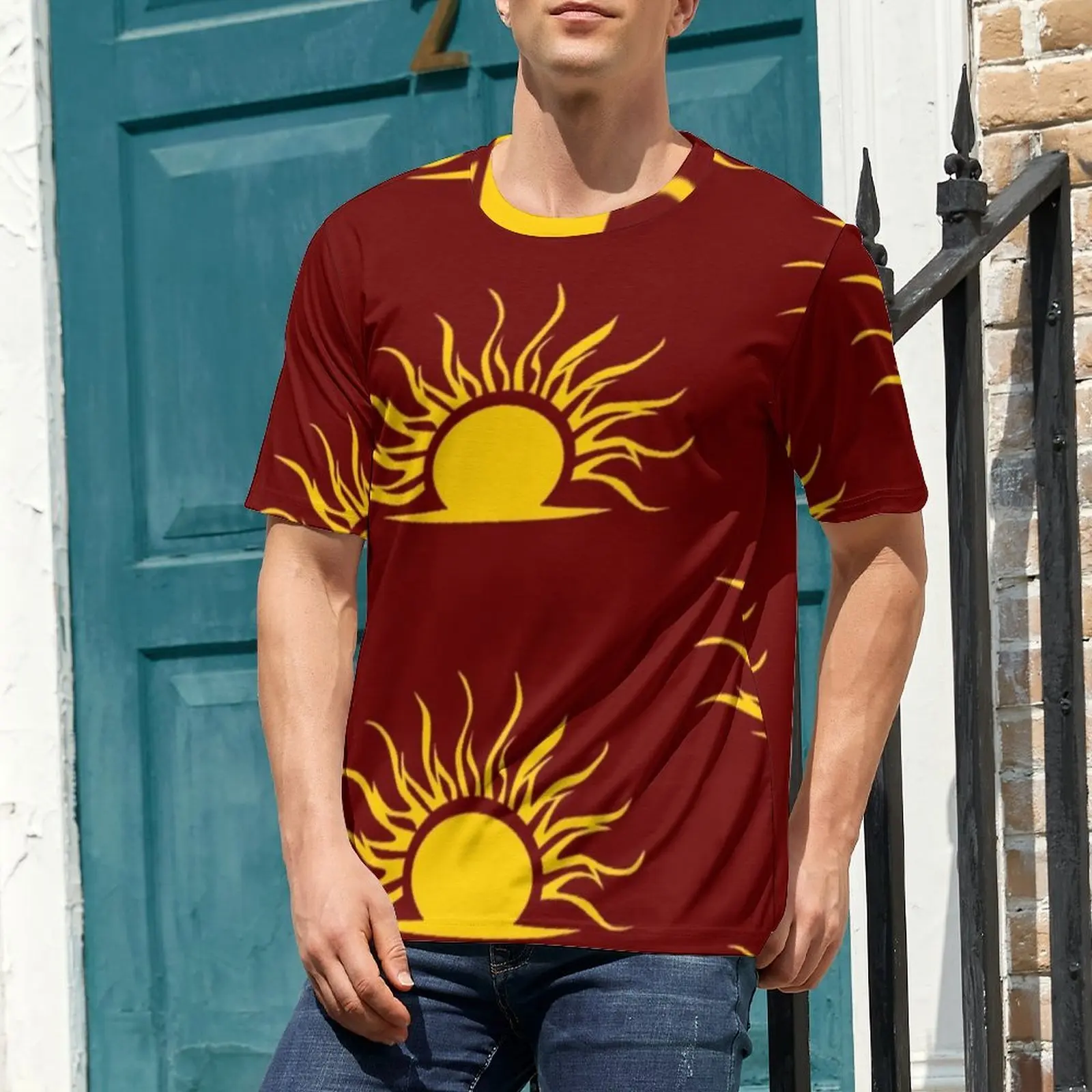 Summer T-Shirt Sun Print T Shirts Mythic Dawn Symbol Streetwear Fashion Tee Shirt For Mens Short Sleeve Custom Plus Size Tops