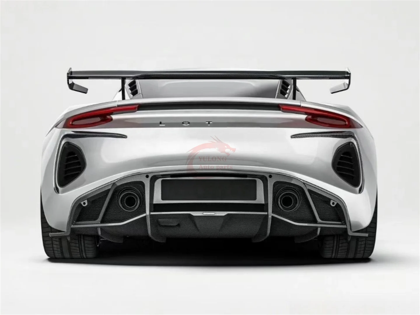 طقم الجسم PK نمط ألياف الكربون الجافة غطاء الشفاه الأمامي التنانير الجانبية الناشر الخلفي سبويلر خلفي لوتس إميرا