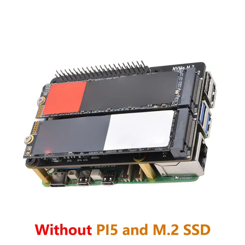 

M13K-X1004 Raspberry Pi 5 HAT Pcie To M. 2 Nvme Dual SSD Adapter Board Supports Pi5 Double 2280 BOOT From Nvme SSD