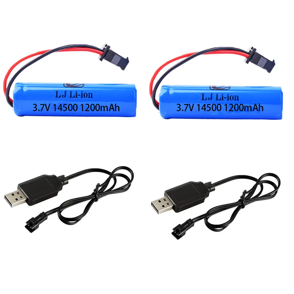 3.7V 1200mah Battery 14500 and charger For C2 D828 RC Stunt Dump Car Toy Accessory 3.7V 14500 Li-ion battery with SM-2P Plug