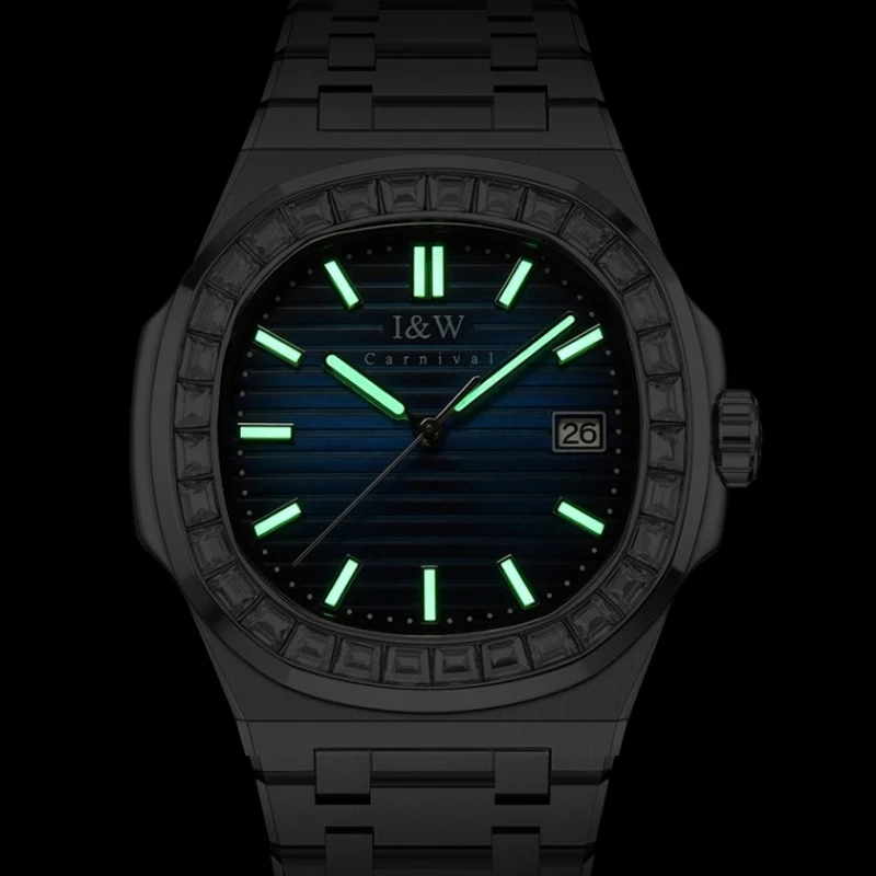 كرنفال العلامة التجارية IW الراقية سلسلة المستوردة حركة ساعة ميكانيكية للرجال 50 متر مقاوم للماء تاريخ الياقوت الساعات الفاخرة رجالي #5
