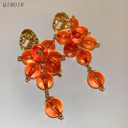 Resin Beads Cluster Earrings Copper Drop Studs Metal Heavy Ear Jewelry Vintage Luxury Designs Aesthetic Styles Party Gifts C1173