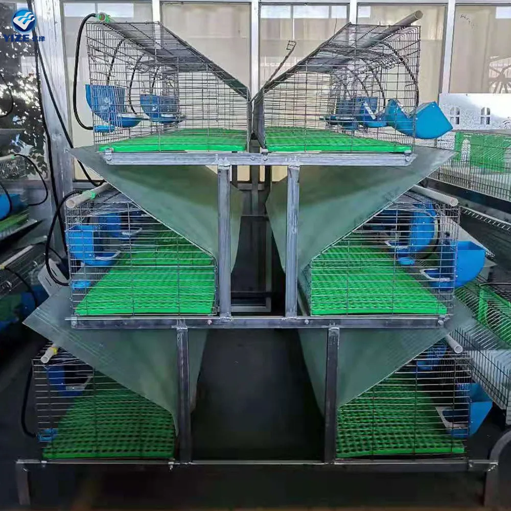 Jaula de venta caliente Jaulas de conejo baratas con bandejas de plástico / Jaulas de conejo de dos pisos a la venta (fábrica)