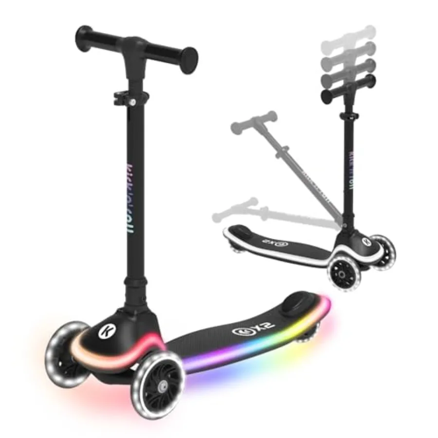 

Трехколесный самокат для малышей от 3 до 8 лет с подсветкой, нескользящей платформой и LED-колесами, регулируемая высота до 4 уровней