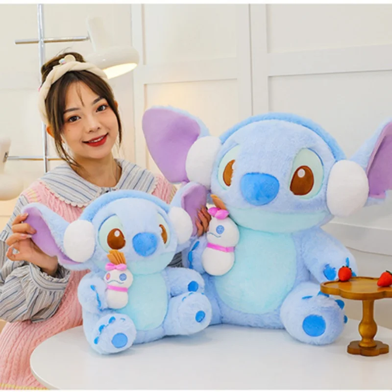 Winter Stitch Plush Toy Pillow 40cm-60cm Stitch Doll Cartoon Girl Birthday Gift Starcraft Treasure New Year Gift