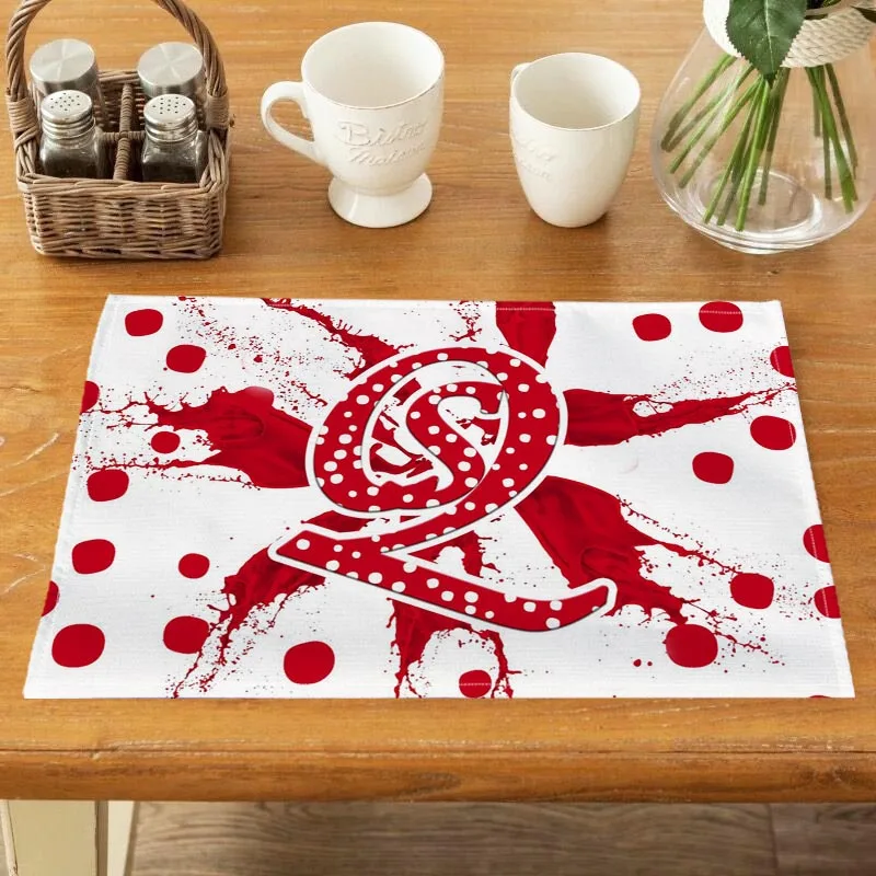 Nice Abstract Custom Brand Logo Letter SQ Placemat Linen Dining Table Mats Pads Bowl Cup Mat Home Decor Kitchen Accessories