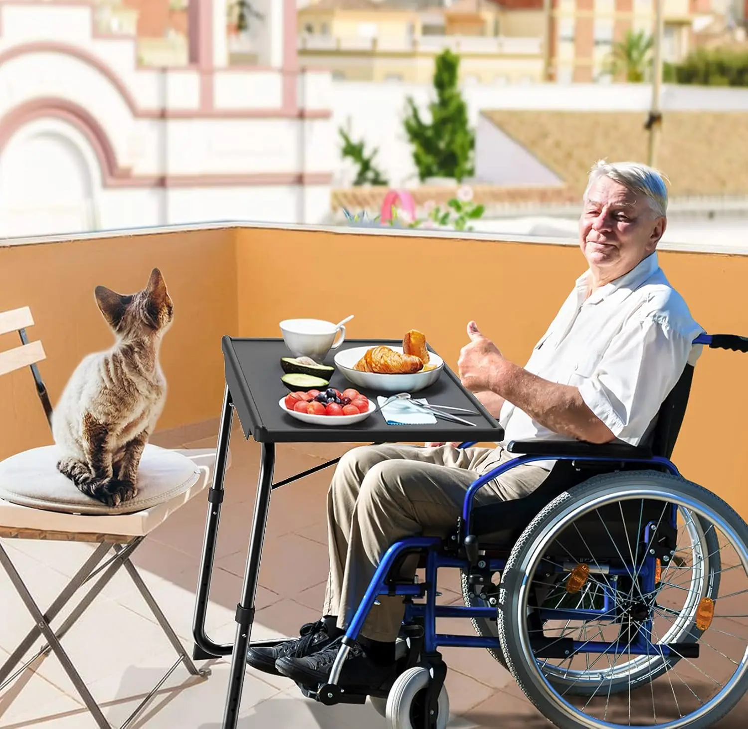 調節可能なテレビトレイテーブル - ベッドとソファの上のテレビディナートレイ、6つの高さと3つの傾斜角度調整が可能な快適な折りたたみテーブル