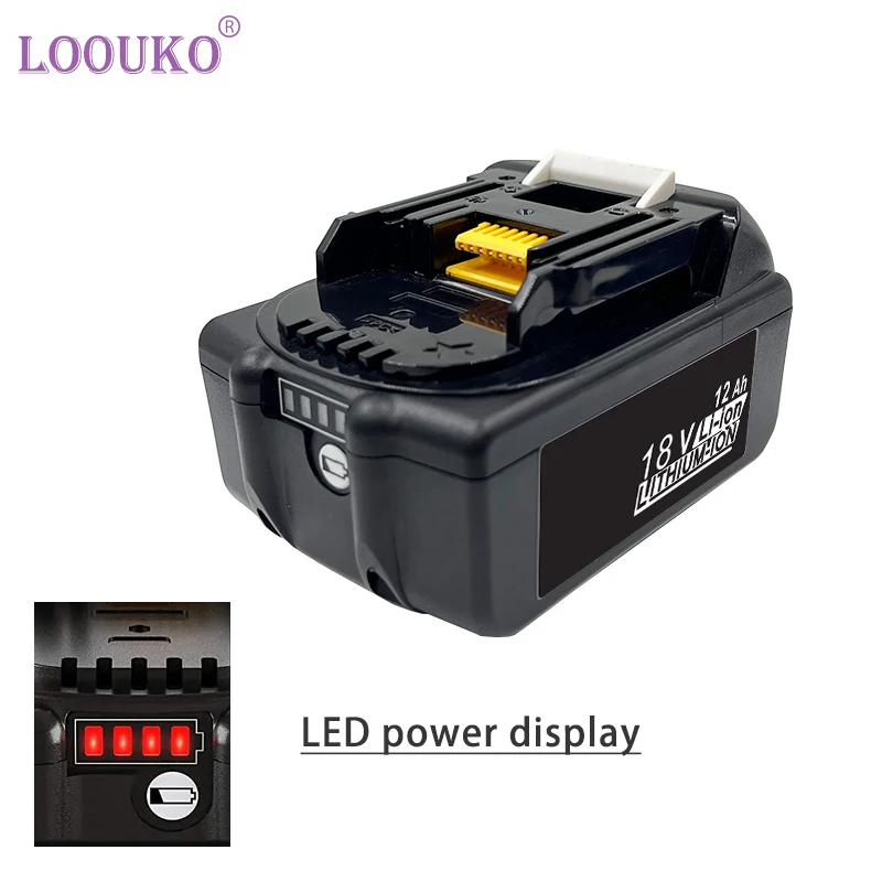 Imagem -02 - Loouko-makita Ferramenta de Iões de Lítio Recarregável Bateria de Substituição 18v 12000mah Bl1860 Bl1830 Bl1850 Bl1860b 100 Novo