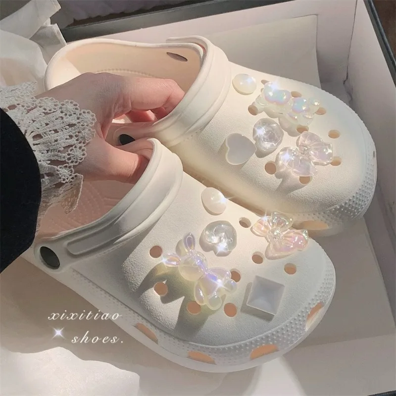 10PCS Shoe Charm DIY Crystal Rhinestone Rabbit Shoe Decoration Buckle for Hole Shoes Accessories Kids Party Woman Girls Gift image 2