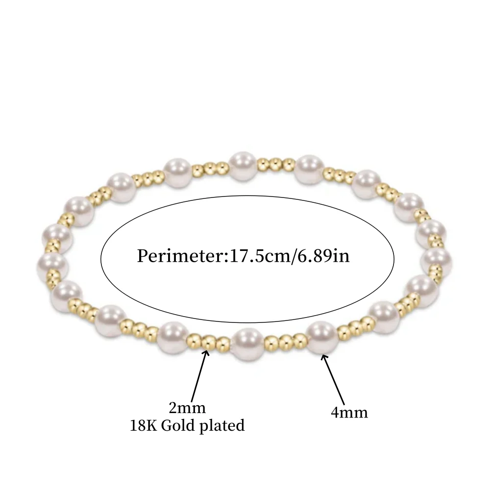 Vlen Shell Pearl Bracelet With 18K Gold Plated Bead Bracelets Stack Pulseras De Mujer Jewelry Valentine Day Gift