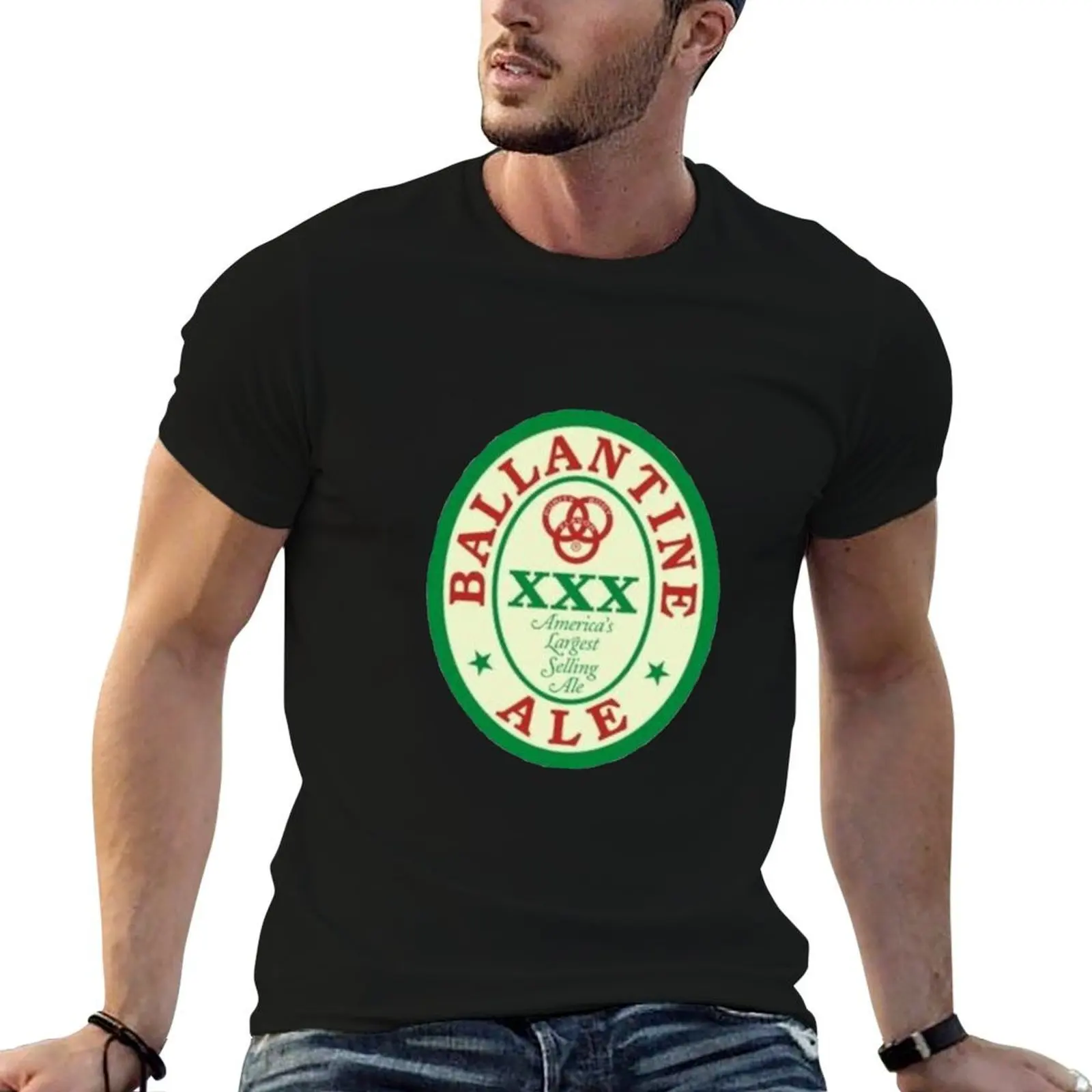 Camiseta com logotipo da Ballantine Beer, camiseta de algodão preta lisa para homem, pacote de camisetas engraçadas, camisetas de humor negro, camisetas engraçadas para homem