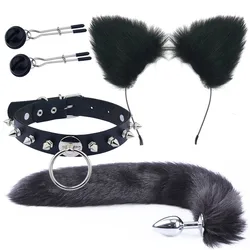 Plug Anal Fox Tail com Hairpin, Plug Anal de Metal Flertante, Brinquedos Sexuais Eróticos para Mulher, Casais Cosplay, Loja para Adultos, Brinquedo Bdsm