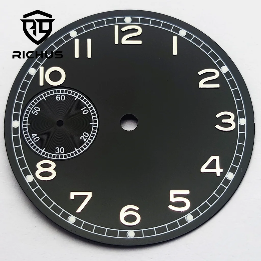 RICHUS 37mm Watch Dial With Hands Green Luminous Fit ETA6497 ST3600 Movement Watch Accessories