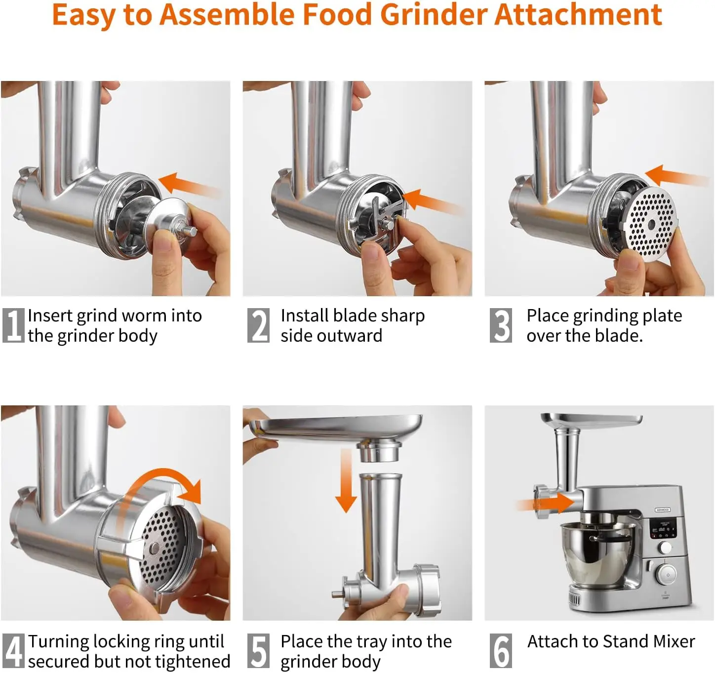 free shipping ,2024new Stand Mixer Attachment Food Grinder Set Kitchen Grinding Tools for Kenwood Chef / Chef XL, KVC, KVL, kMix